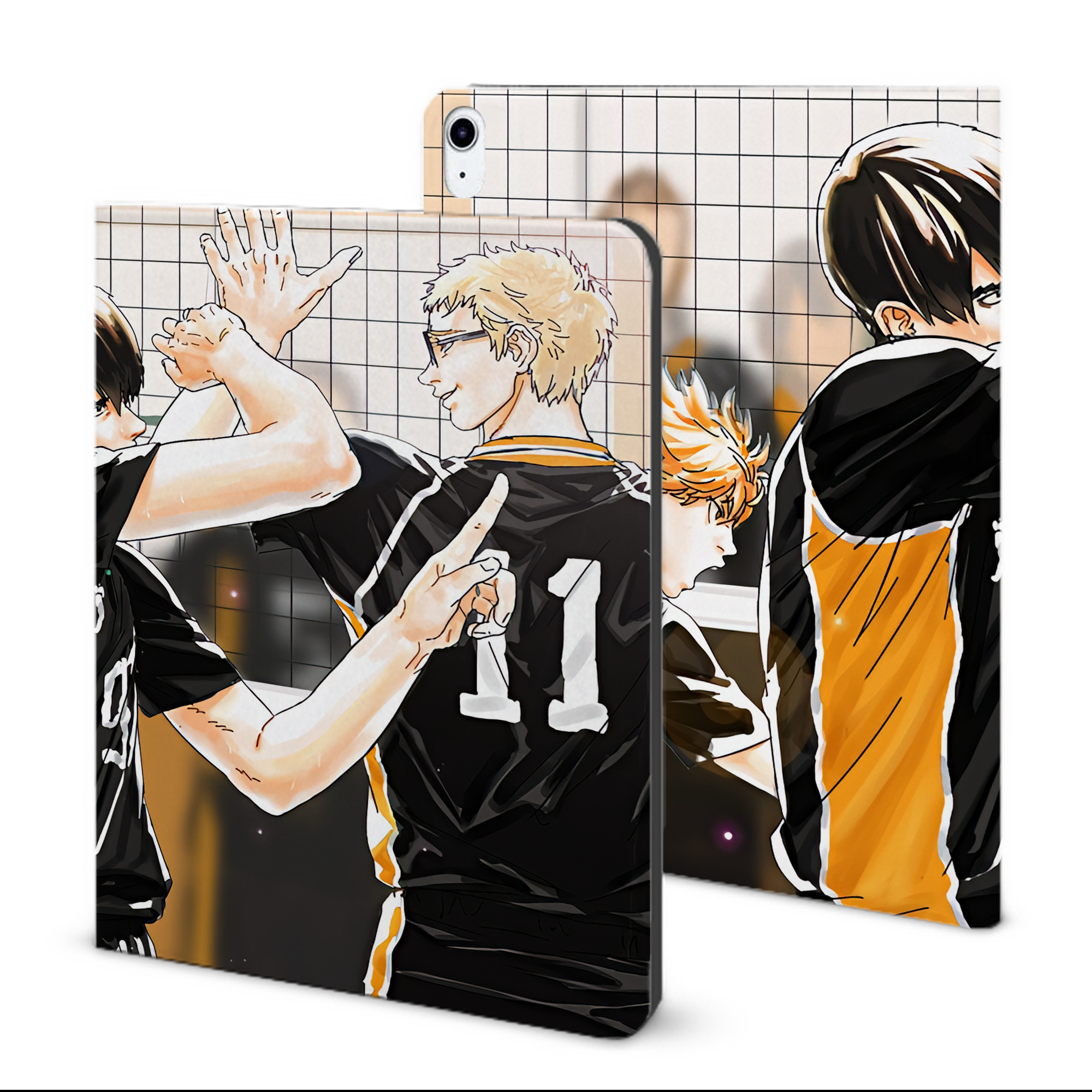 （画像用） ハイキュー!! Haikyu!! IPad ケース ブック型 PUレザー TPU 耐衝撃 軽量 薄型 ペン収納なし 全面保護 IPad 各モデル対応
